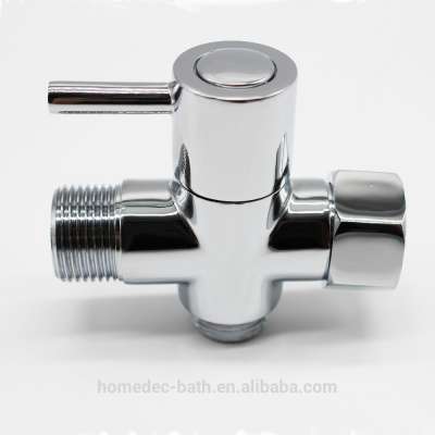 Home Bathroom 2 way diverter valve two pass T-adapter Wit Shut-off Valve for Handheld Shower Head Bidet G7/8"h,Factory direct sa