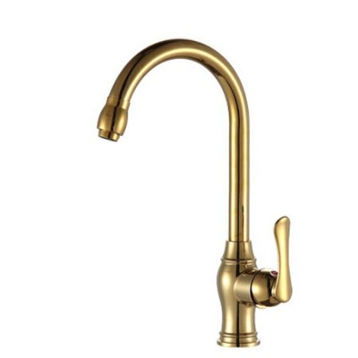 Deck mounted gold color crown wash basin kitchen faucet hot cold water tap