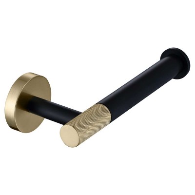 Black and Brushed Gold Type Stainless Steel Wall Hanging Toilet Paper Roll Holder