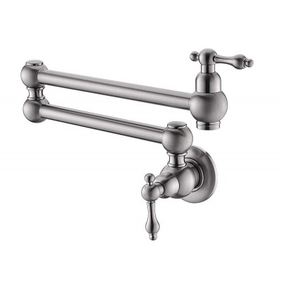 Wall Mount Single Hole Two Handle Kitchen Mixer Tap Pot Filler Kitchen Faucet