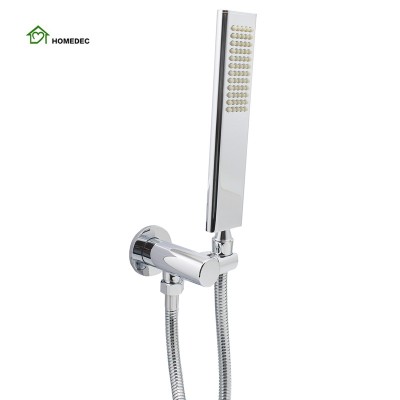 Solid Brass Chrome Handheld Shower Head With Wall Elbow And Hose