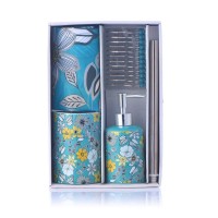 15PCS Matching Design Ceramic Accessories Set Shower Curtain Set Bath Mat Set