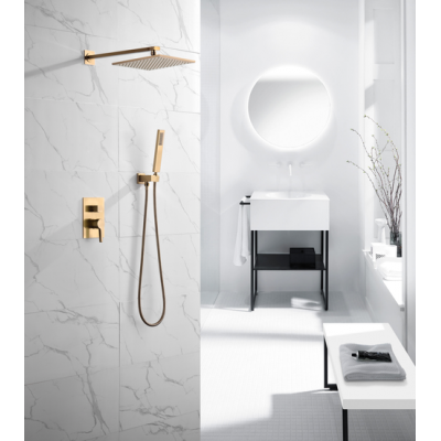 Bath Shower Rain Fall Washroom Luxury Shower Set Bathroom Brushed Gold 10 Inch Kits