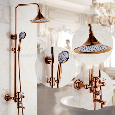 Best selling products in europe 2019 Brass Rose gold plated shower head bathroom shower faucet exposed rain shower set vintage